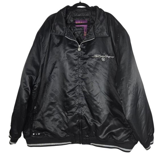 Rocawear Other - Rocawear Jacket Mens 6XL Black Satin Quilted Bomber Embroidered Big & Tall